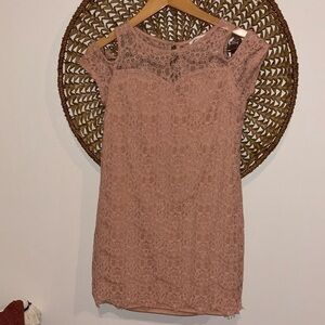 Sophia + Zeke pink lace cold shoulder dress size medium